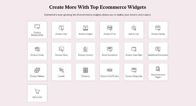 E-commerce widgets on Elementor