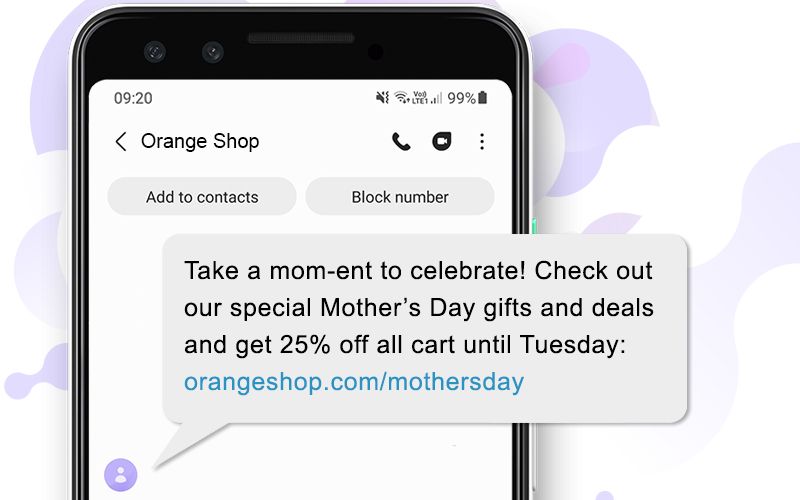 Mother's day SMS - urgency